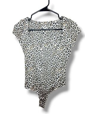 SWS Contour Leopard Print Cap Sleeve Bodysuit Medium Brown Cream